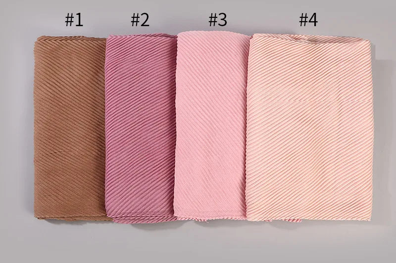 2022 Women Plain Cotton Scarf Head Hijab Wrap Solid Full Cover-up Shawls Foulard Femme Headband Crinkle Muslim Hijabs Store