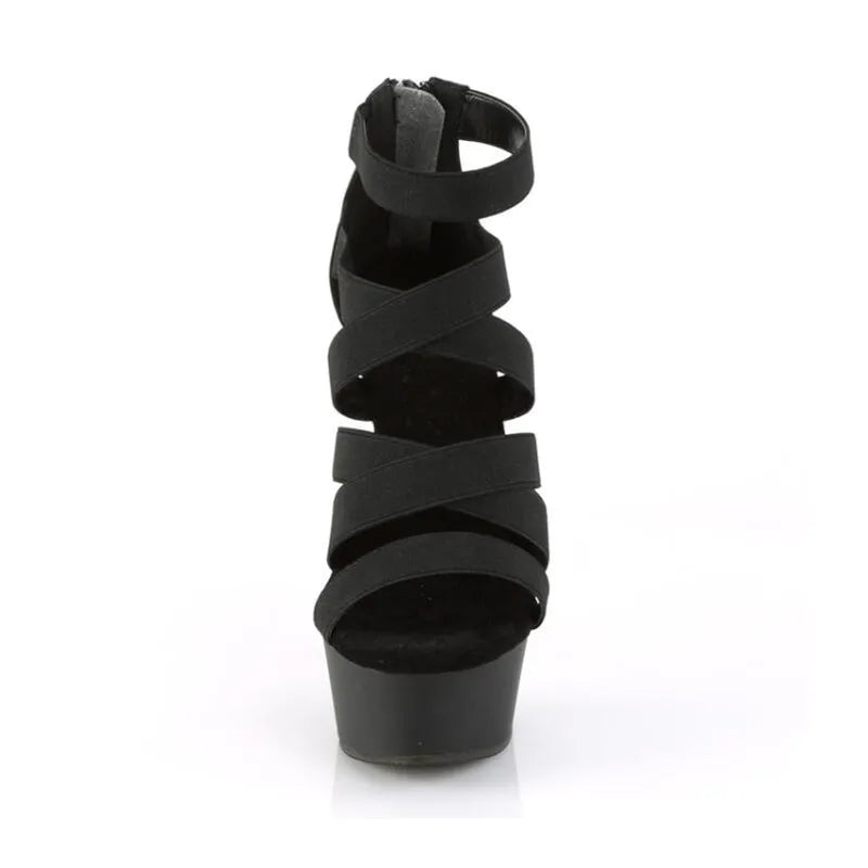 Elegant Exegang Office Lady Sandals Cross Strap Sandalia Nightclub Womam Sandals 15cm Spike Heels Para Mujer Plus:35-42 43 Pumps