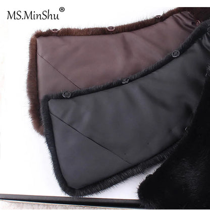 Ms.MinShu Detachable White Black Luxury Real Mink Fur Collar For Men Women Custom Made