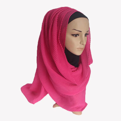 2022 Women Plain Cotton Scarf Head Hijab Wrap Solid Full Cover-up Shawls Foulard Femme Headband Crinkle Muslim Hijabs Store