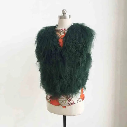 Luxury Long Mongolia Sheep Fur Vest Classical Fashion Trend Design Thick Warm Tan Sheep Fur Jacket Match wsr249