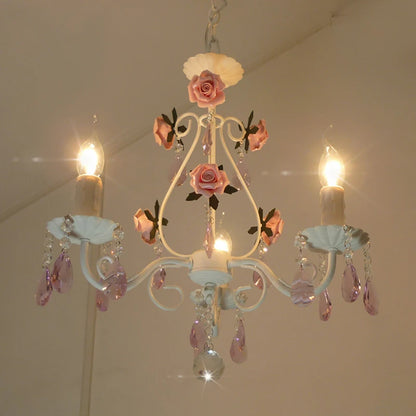 Pink Rose Wedding Chandelier Lighting Restaurant Chandeliers Crystal Lamp Ceiling Bedroom Chandelier Modern Lustre Crystal Light