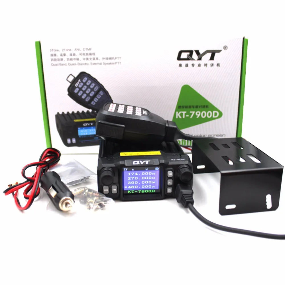 Latest Version Mini Mobile Radio QYT KT-7900D 25W Quad Band 144/220/350/440MHz KT7900D UV transceiver or with Power Supply