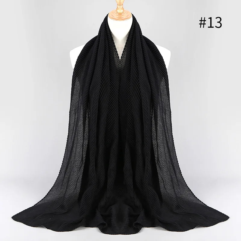 2022 Women Plain Cotton Scarf Head Hijab Wrap Solid Full Cover-up Shawls Foulard Femme Headband Crinkle Muslim Hijabs Store