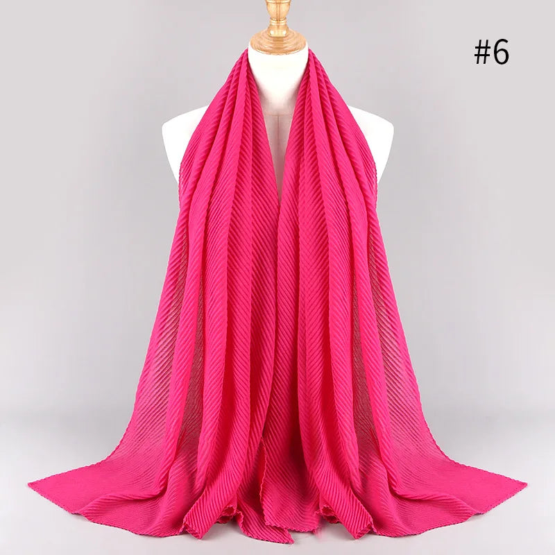 2022 Women Plain Cotton Scarf Head Hijab Wrap Solid Full Cover-up Shawls Foulard Femme Headband Crinkle Muslim Hijabs Store