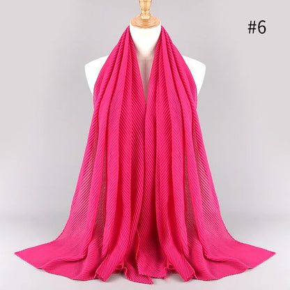 2022 Women Plain Cotton Scarf Head Hijab Wrap Solid Full Cover-up Shawls Foulard Femme Headband Crinkle Muslim Hijabs Store