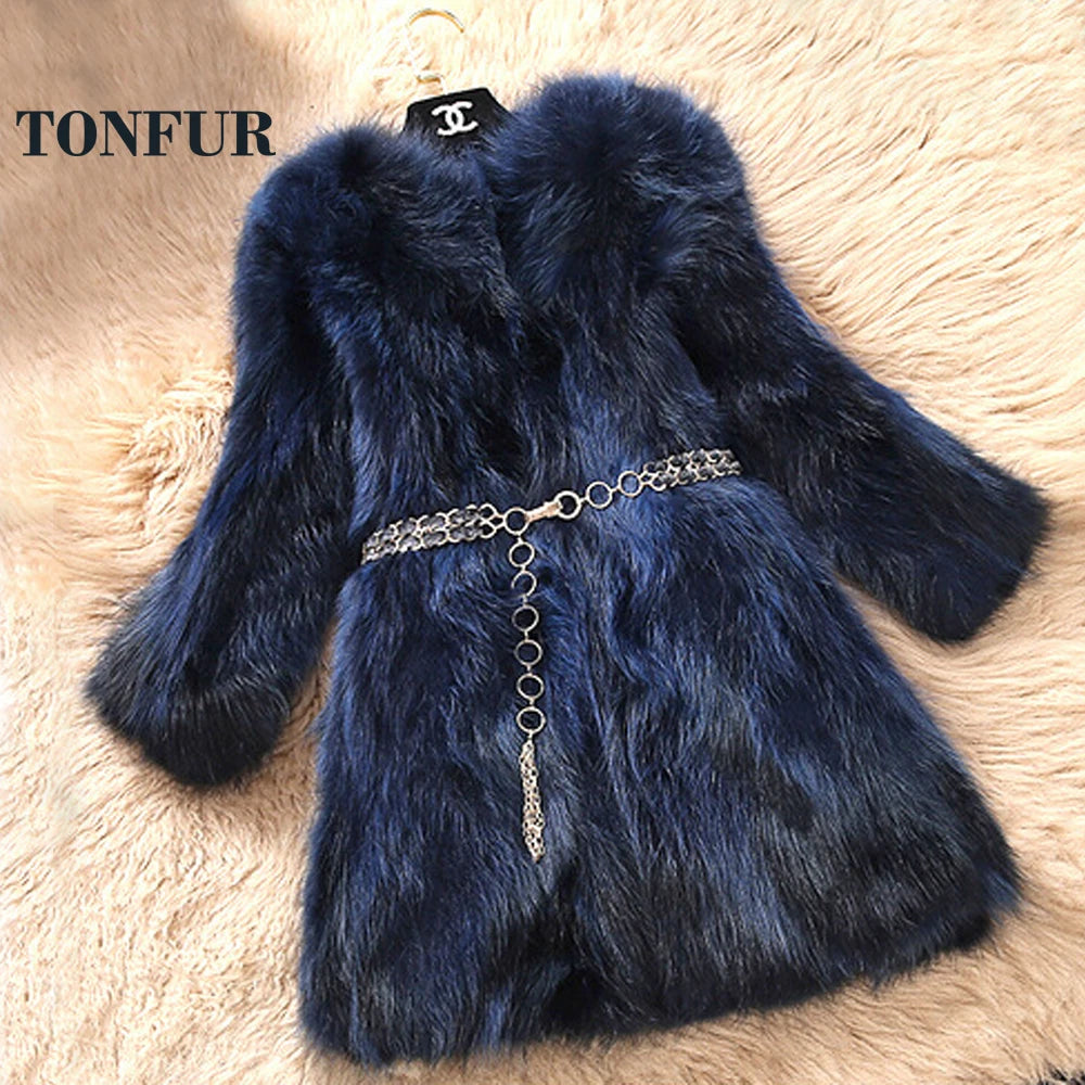 New Arrival Real Fox Fur Coat Lady Top Selling Factory Wholesale Natural Fox Fur Jacket 100% Genuine Fur Overcoat DFP822