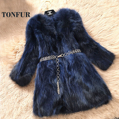 New Arrival Real Fox Fur Coat Lady Top Selling Factory Wholesale Natural Fox Fur Jacket 100% Genuine Fur Overcoat DFP822