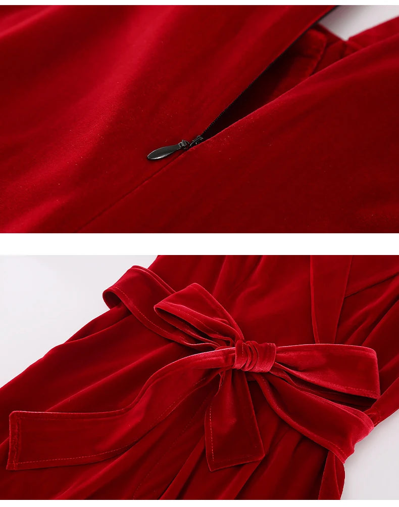 Nerazzurri Spring Autumn Long Soft Flowy Red Velvet Jumpsuit Women with Sleeves Sashes Maxi Black Wide Leg Floor Length Clothes