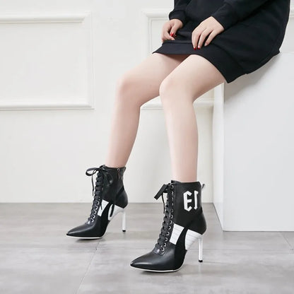 Olomm Handmade Women Winter Ankle Boots Cow Leather Sexy Thin High Heel Boots Pointed Toe Office Women Shoes US Size 3-9.5