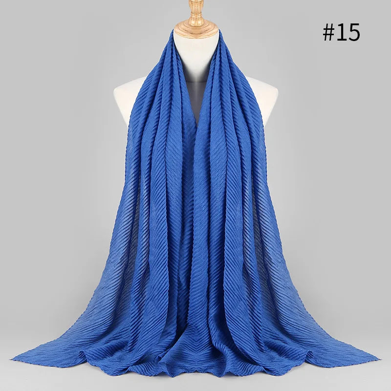 2022 Women Plain Cotton Scarf Head Hijab Wrap Solid Full Cover-up Shawls Foulard Femme Headband Crinkle Muslim Hijabs Store