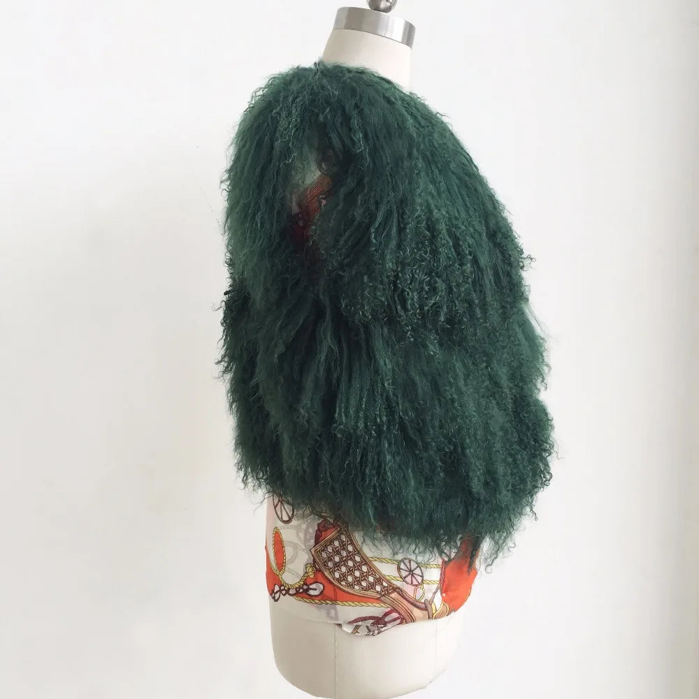 Luxury Long Mongolia Sheep Fur Vest Classical Fashion Trend Design Thick Warm Tan Sheep Fur Jacket Match wsr249