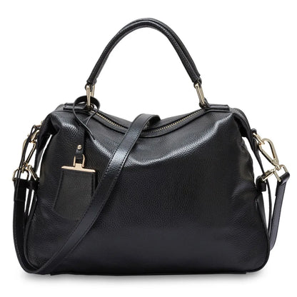 Zency Dark Blue Women Boston Bag 100% Genuine Leather Handbags Female Charm Crossbody Purse Luxury Shoulder Bags For Work Shoppi