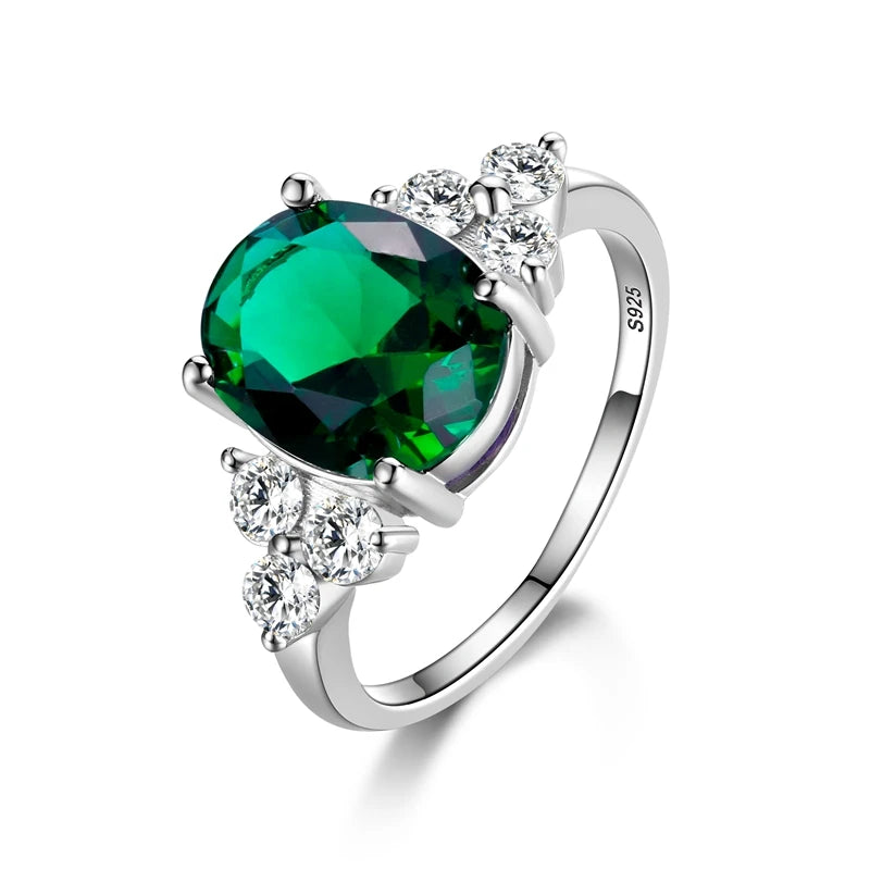 Silver Plated Rings for Woman AAA Oval Olive Zircon Ring Multi-color Gemstone Fashion Luxury Jewelry Wedding Engagement Gift