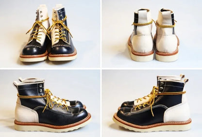 New Japanese Retro Patchwork Genuine Leather  Boots Men Round Toe Lace Up Motorcycle Ankle Boots Casual Men Leather Shoes