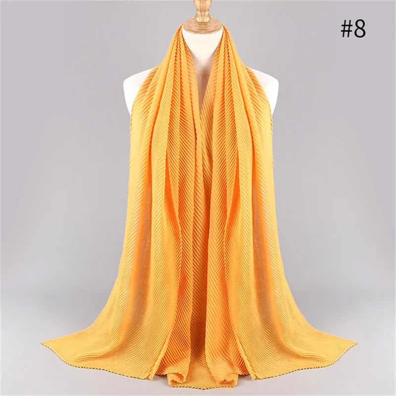 2022 Women Plain Cotton Scarf Head Hijab Wrap Solid Full Cover-up Shawls Foulard Femme Headband Crinkle Muslim Hijabs Store