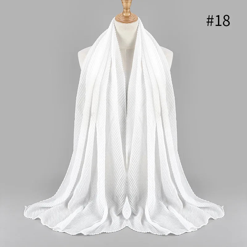 2022 Women Plain Cotton Scarf Head Hijab Wrap Solid Full Cover-up Shawls Foulard Femme Headband Crinkle Muslim Hijabs Store