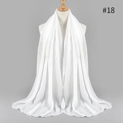 2022 Women Plain Cotton Scarf Head Hijab Wrap Solid Full Cover-up Shawls Foulard Femme Headband Crinkle Muslim Hijabs Store