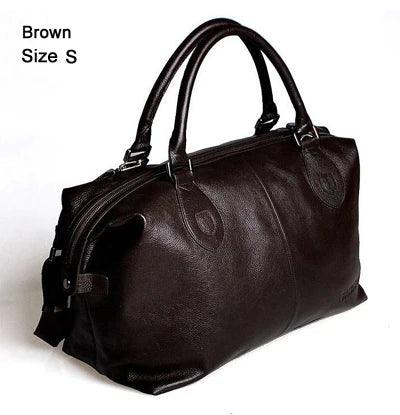 Fashion Genuine Leather Travel Bag Men's Luggage Bags Large Male Duffle Bag weekend Women Shoulder Bag Big Tote Handbag Black
