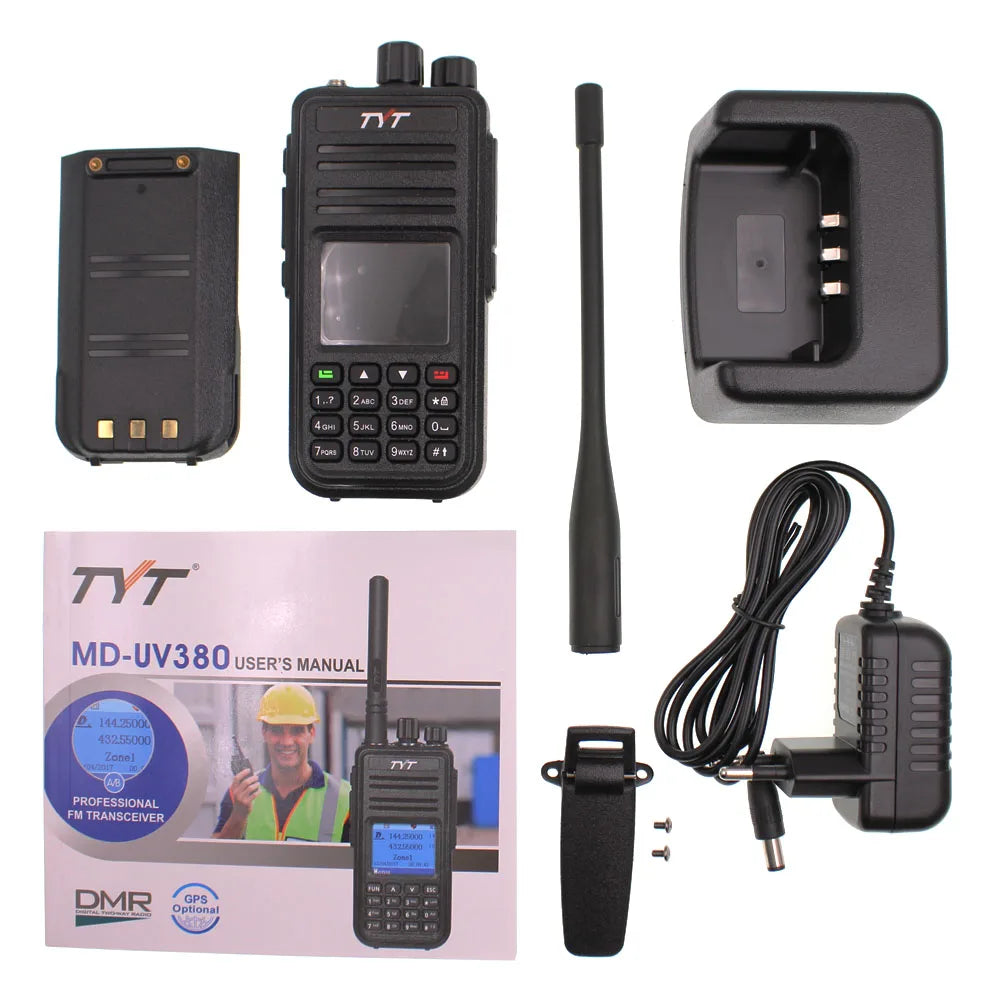 TYT MD-UV380 DMR Digital Two Way Radio Dual Band 136-174Mhz & 400-480MHz MD-380 Dual Time Slot Transceiver Walkie Talkie + USB