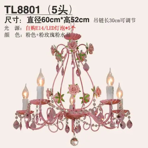 Pink Rose Wedding Chandelier Lighting Restaurant Chandeliers Crystal Lamp Ceiling Bedroom Chandelier Modern Lustre Crystal Light