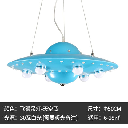 Colorful UFO Flying Saucers Chandelier Nordic Creative Boys Girls Kids Rooms Hanglamp Lights Bedrooms Mak Long Restaurant Lustre