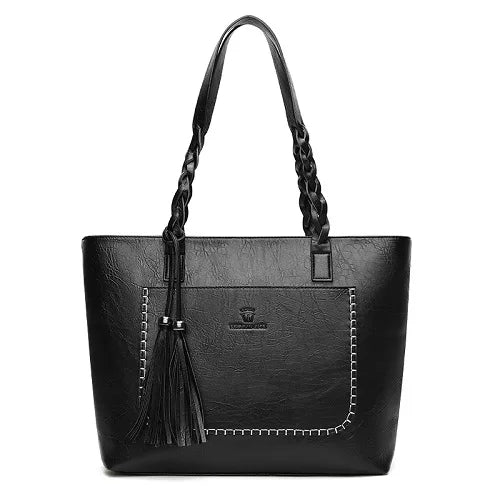 Women Messenger Bags Leather Daily Luxury Tassel Leather Handbags Female Designer Bag Vintage Big Tote Shoulder Bag High Quality