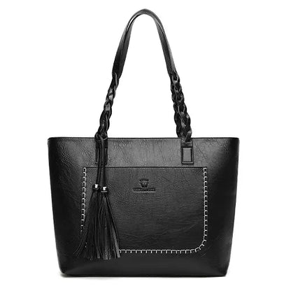 Women Messenger Bags Leather Daily Luxury Tassel Leather Handbags Female Designer Bag Vintage Big Tote Shoulder Bag High Quality