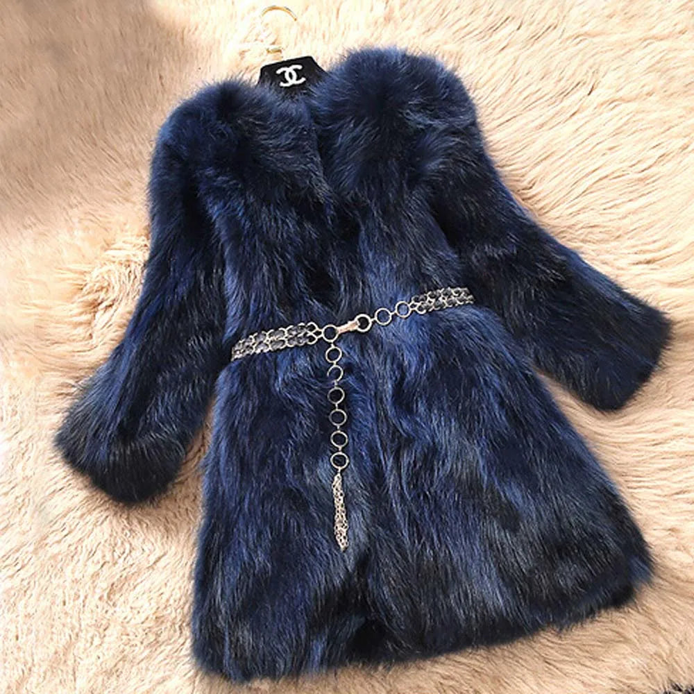 New Arrival Real Fox Fur Coat Lady Top Selling Factory Wholesale Natural Fox Fur Jacket 100% Genuine Fur Overcoat DFP822