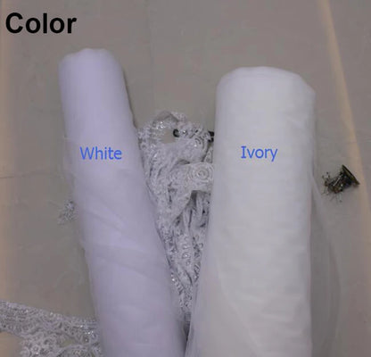 Customized Mantilla Wedding Veil with Eyelash Lace, 2.5m/3m/3.5m/4m Single Tier Long Ivory Bridal Veil with Hidden Comb