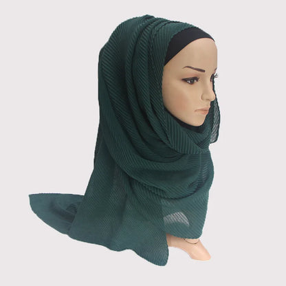 2022 Women Plain Cotton Scarf Head Hijab Wrap Solid Full Cover-up Shawls Foulard Femme Headband Crinkle Muslim Hijabs Store