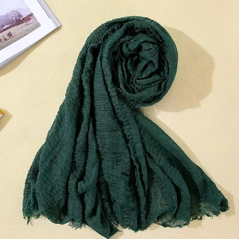 2026 Muslim Fashion Women Crinkle Hijab Scarf Soft Solid Head Scarves Turban Shawls and Wraps Hijab femme musulman kopftuch