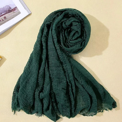 2026 Muslim Fashion Women Crinkle Hijab Scarf Soft Solid Head Scarves Turban Shawls and Wraps Hijab femme musulman kopftuch