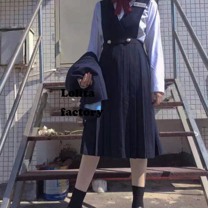 New student JK uniform nursing skirt college style dress cyanosis vest skirt School uniform Coat short blazer