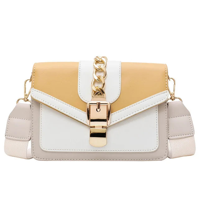 Yogodlns Small Summer Contrast Color PU Leather Crossbody Bags For Women New  Chain Shoulder Messenger Handbags Lady Hand Bag
