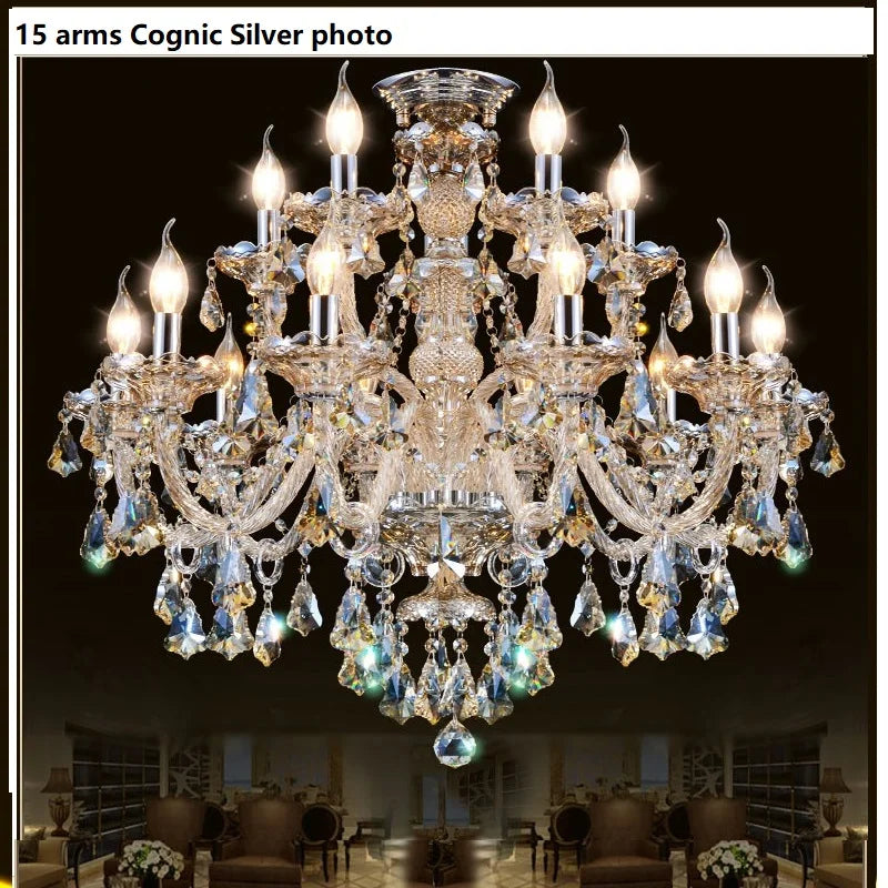 Modern Crystal Led Chandelier Cognic/TR GOLD/Silver K9 Large 6/8/10/15/18 Arm Living Room Lustres De Cristal Lighting Fixture