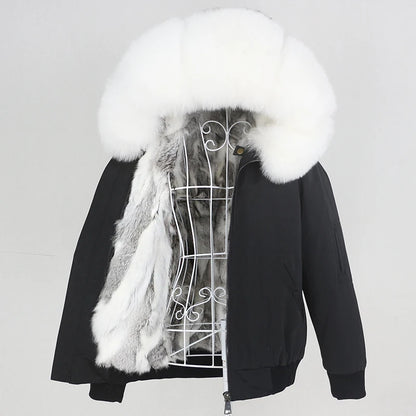 OFTBUY Waterproof Men Bomber Parka Winter Jacket Natural Real Raccoon Fox Fur Coat Collar Hooded Rabbit Liner Streetwear