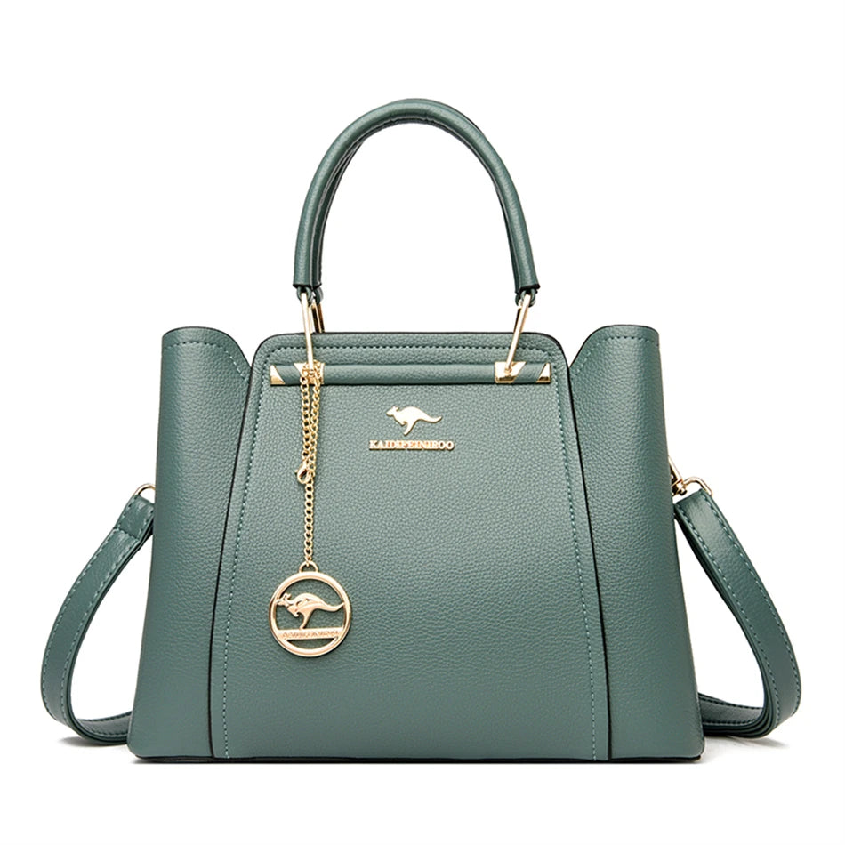 Casual Tote Women's Soft Leather Handbag Luxury Designer 3 Layers Shoulder Crossbody Bag Lady Large Capacity Shopper Sac A Main