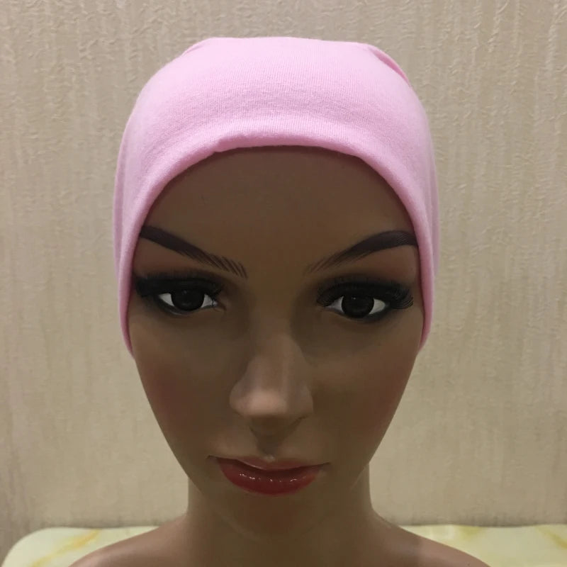 H065 plain tube hats Muslim Turban Pure Color Stretch Inner Hijabs For Caps Ready To Wear Women Head Scarf Under Hijab Bonnet