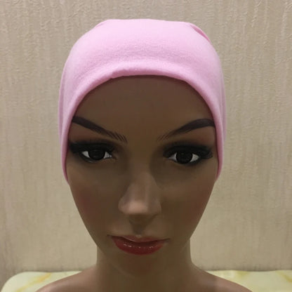 H065 plain tube hats Muslim Turban Pure Color Stretch Inner Hijabs For Caps Ready To Wear Women Head Scarf Under Hijab Bonnet