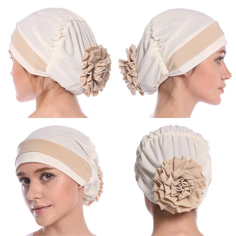 H133 Forehead two colors Turban hijab Stretch Inner Hijabs Full cover Caps Ready To Wear Women Head Scarf Under Hijab Bo