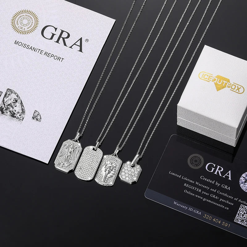 Moissanite Silver Necklace Tag Series Pendant For Women Men 925 Sterling Silver Hip Hop Fine Jewelry Iced Out Pendant New 2022