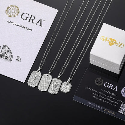 Moissanite Silver Necklace Tag Series Pendant For Women Men 925 Sterling Silver Hip Hop Fine Jewelry Iced Out Pendant New 2022