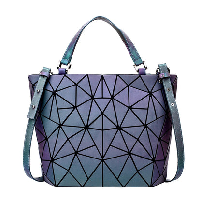Ladies Luminous Bag Geometric Bags for Women 2024 Quilted Shoulder Bags Laser Plain Folding Female Handbags Bolsa Feminina