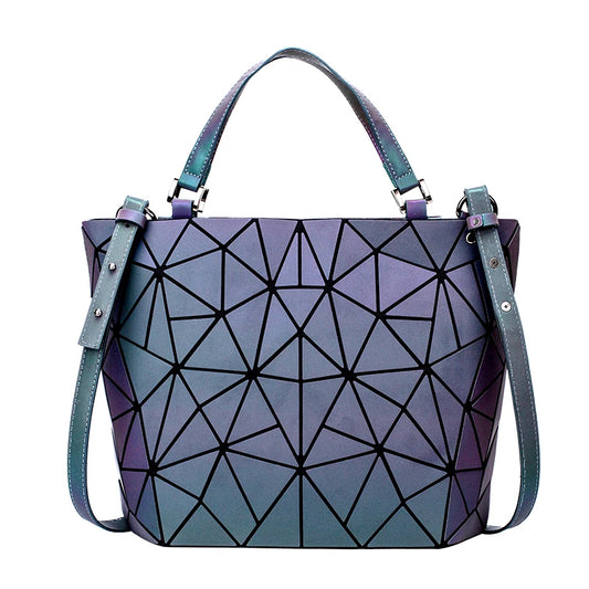 Ladies Luminous Bag Geometric Bags for Women 2024 Quilted Shoulder Bags Laser Plain Folding Female Handbags Bolsa Feminina