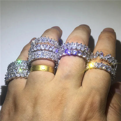 Wholesale Eternity Band Promise ring 925 Sterling silver Diamond cz Engagement Wedding Rings for women Men Finger Party Jewelry