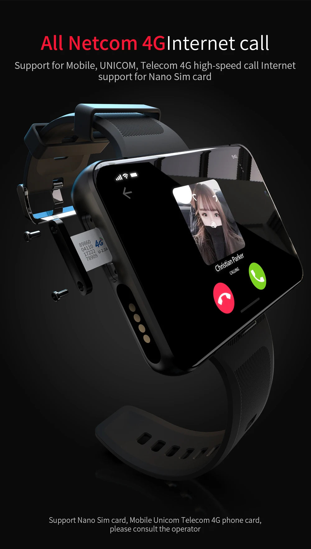 LOKMAT APPLLP MAX-NEW 4G LTE Smartwatch 2.8" Touch Screen WiFi Dual Camera Video Call Heart Rate Monitor Smart Watch for Android