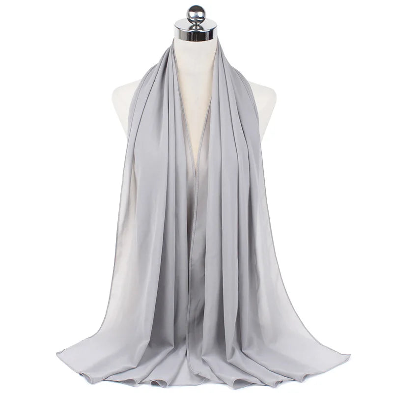 Muslim Chiffon Hijab Scarf Women Long Solid Color Head Wrap For Women Hijabs Scarves Ladies Muslim Veil Jersey Hijabs