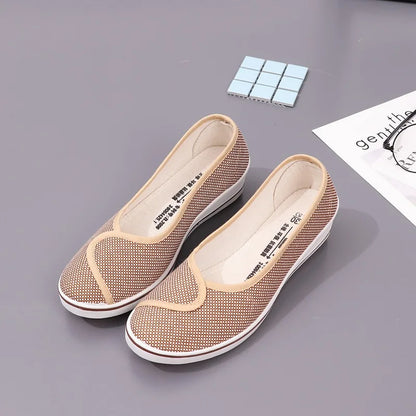 EOFK Women Loafers Soft Slip On Canvas Flats Shoes Woman Solid Casual Breathable Shoe For Mother Platform Shoes