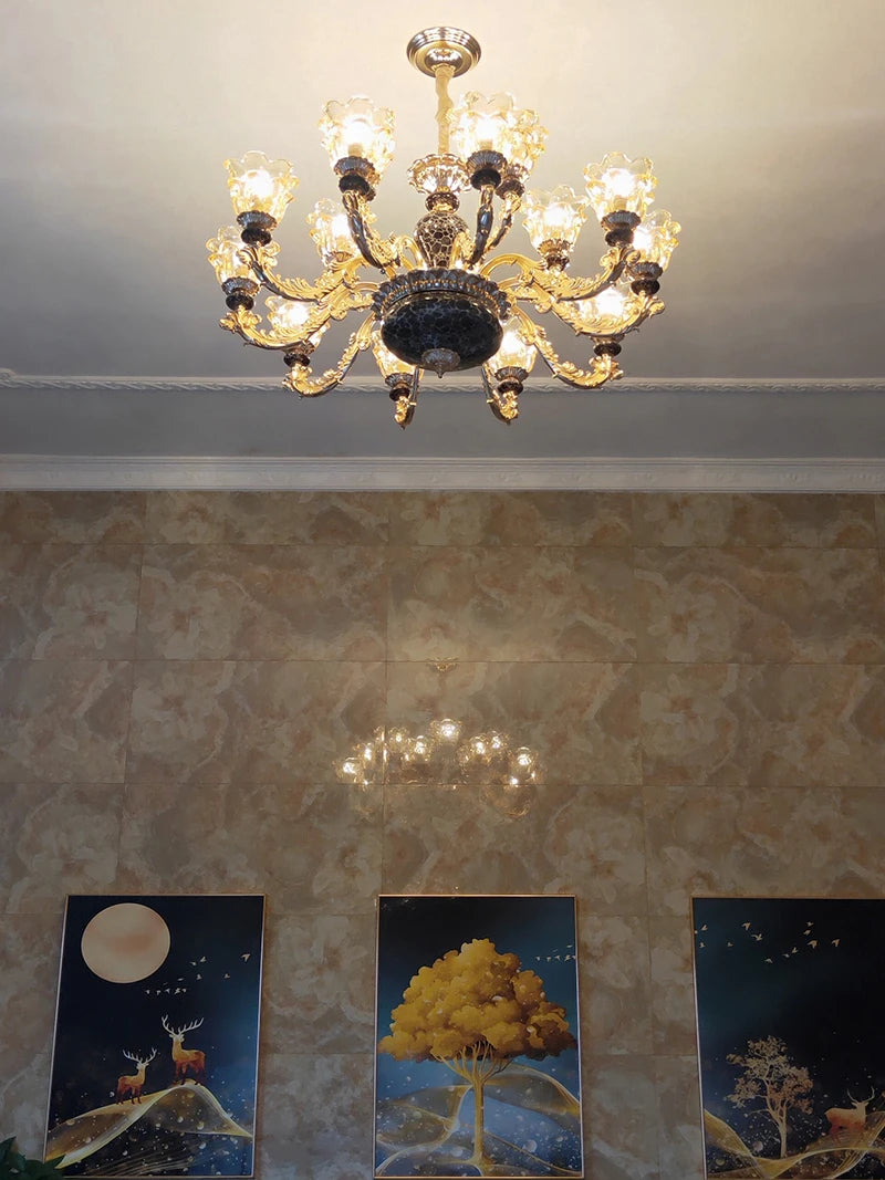 French Luxury Crystals Chandelier Living Room Bedroom Lamps Atmosphere Minimalist Ceramic Bedroom Crystal Lamp Villa Light Stair